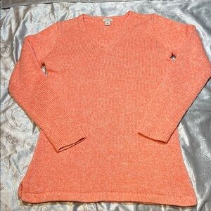 L.L. Bean Women's V-Neck Sweater in Coral